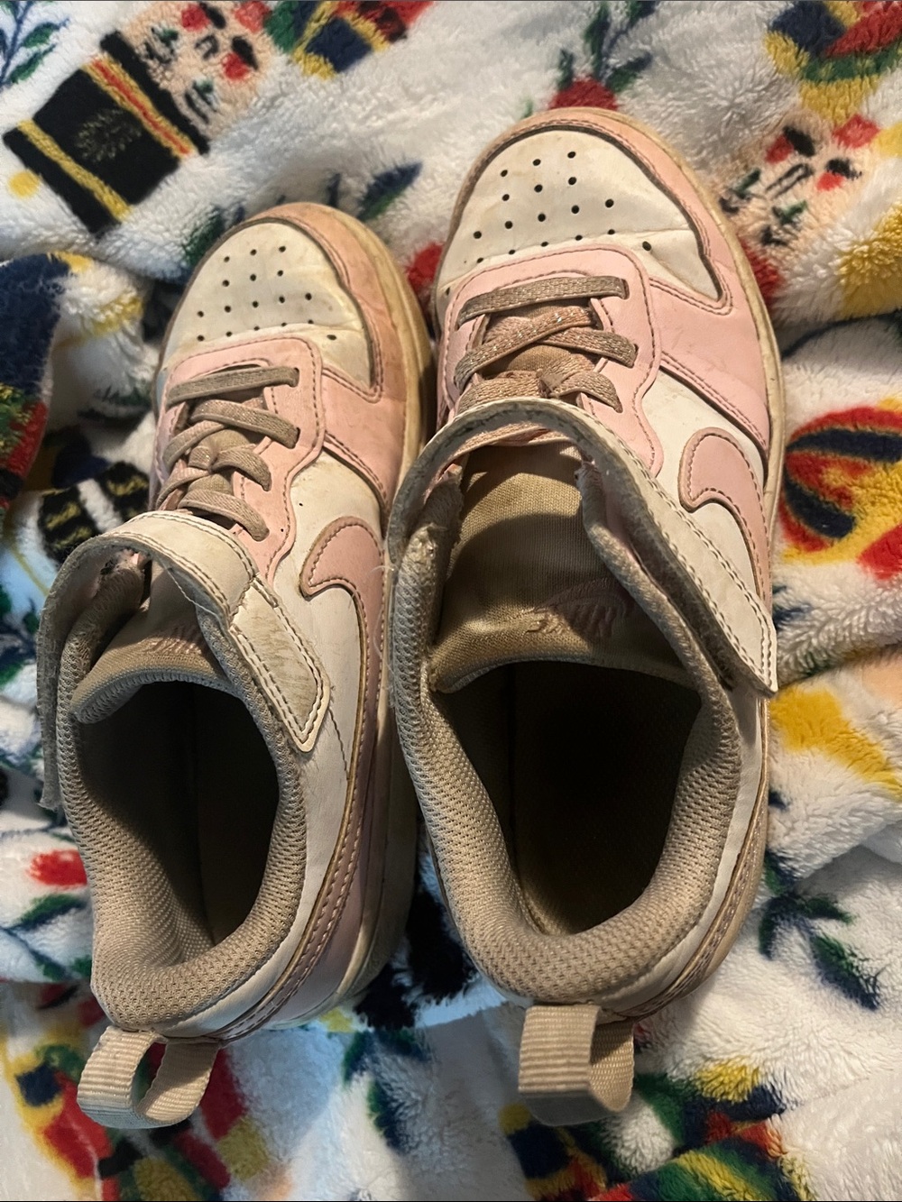 Nike Kids Pink and White Hook-and-Loop Sneakers